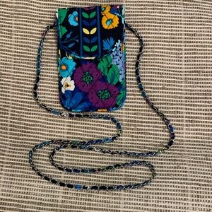 Vera Bradley Floral Cell Phone Mini Bag - Blue and Purple